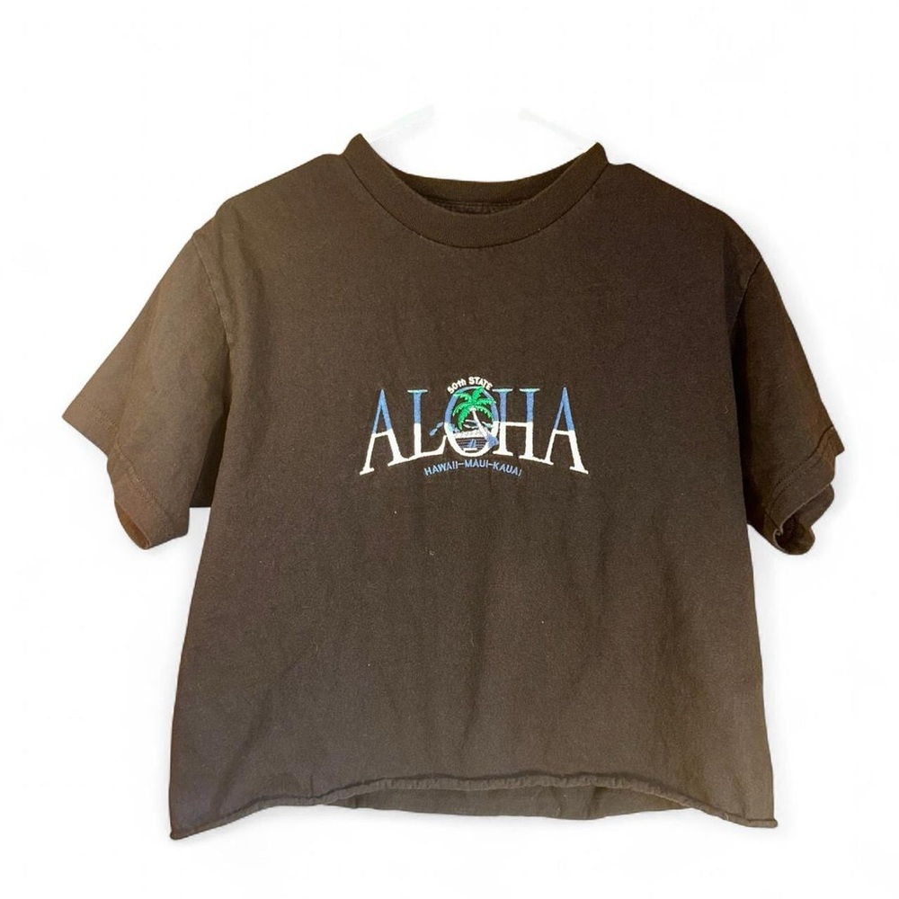 Aloha 50th State Hawaii- Maui-kauai Cropped Tee Aaa Alstyle Mens Small